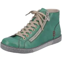 Rieker Schnürboots , Damen, Gr. 40, grün (maigrün), Lederimitat, unifarben, Schuhe Schnürboots, Schnürstiefelette, Casual-Boots mit Reißverschluss außen, Topseller
