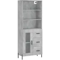 vidaXL Highboard Betongrau 69,5x34x180 cm Holzwerkstoff