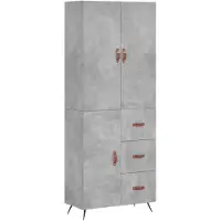 vidaXL Highboard Betongrau 69,5x34x180 cm Holzwerkstoff