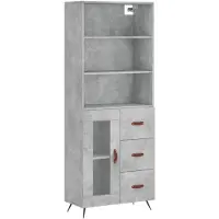 vidaXL Highboard Betongrau 69,5x34x180 cm Holzwerkstoff