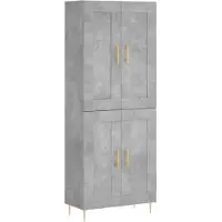 vidaXL Highboard Betongrau 69,5x34x180 cm Holzwerkstoff