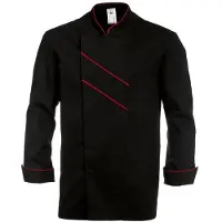 Bp Kochjacke 1538-400-3281, Herren, langarm, mit Druckknöpfen, schwarz-rot, Gr. 50 (M)