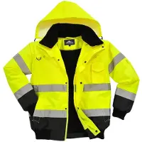 Portwest 3 in 1 Warnschutz Pilotenjacke C465" 300D Industrie Warnschutzkleidung - Gelb/Grau S"