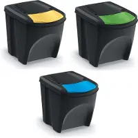 Prosperplast Abfallbehälter SORTIBOX 3 x 25 l recycelt schwarz
