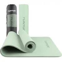 Tunturi Dicke Yogamatte 8mm - Rutschfest Gymnastikmatte - Mit Tragegurt - Für Yoga und Pilates - Sportmatte 183x61x0,8cm -Schadstofffrij - Besonders komfortabel - Mint