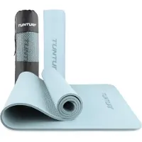 Tunturi Dicke Yogamatte 8mm - Rutschfest Gymnastikmatte - Mit Tragegurt - Für Yoga und Pilates - Sportmatte 183x61x0,8cm -Schadstofffrij - Besonders komfortabel - Hellblau