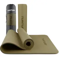 Tunturi Dicke Yogamatte 8mm - Rutschfest Gymnastikmatte - Mit Tragegurt - Für Yoga und Pilates - Sportmatte 183x61x0,8cm -Schadstofffrij - Besonders komfortabel - Grün