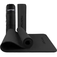Tunturi Dicke Yogamatte 8mm - Rutschfest Gymnastikmatte - Mit Tragegurt - Für Yoga und Pilates - Sportmatte 183x61x0,8cm -Schadstofffrij - Besonders komfortabel - Schwarz