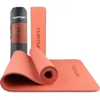 Tunturi Dicke Yogamatte 8mm - Rutschfest Gymnastikmatte - Mit Tragegurt - Für Yoga und Pilates - Sportmatte 183x61x0,8cm -Schadstofffrij - Besonders komfortabel - Roségold