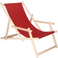 Springos Liegestuhl Klappbar Strandliege Campingstuhl Gartenstuhl Holz - Dunkelrot