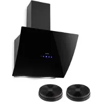 Klarstein Annabelle - Dunstabzugshaube Kopffrei, Kopffreihaube, Wandhaube, Abluft/Umluft, 650 m³/h Abluftleistung, 230 Watt, LED-Kochflächenbeleuchtung, Edelstahl, Touch-Armatur, schwarz