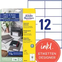 Avery Zweckform 3424-10, Weiß, Rechteck, Dauerhaft, 105 x 48 mm, A4, Papier