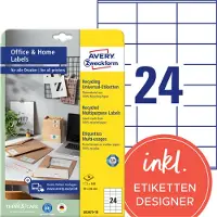 Avery Zweckform LR3475-10, Weiß, Rechteck, Dauerhaft, 70 x 36 mm, A4, Papier