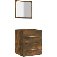 vidaXL Badschrank mit Spiegel Räuchereiche 41x38,5x48 cm
