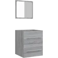 vidaXL Badschrank mit Spiegel Grau Sonoma 41x38,5x48 cm