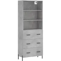 vidaXL Highboard Betongrau 69,5x34x180 cm Holzwerkstoff
