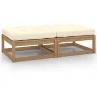 vidaXL Garten-Fußhocker mit Kissen 2 Stk. Honigbraun Massivholz Kiefer