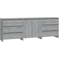vidaXL 3-tlg. Sideboard Grau Sonoma Holzwerkstoff