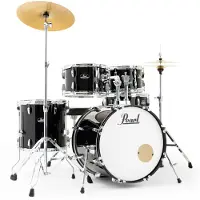 Pearl Roadshow 5-teiliges Fusion-Drumset mit Sabian-Becken Jet Black