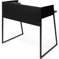 Temahome Volga Schreibtisch 88 x90x60 schwarz/Nussbaumfurnier/mit Metallgestell schwarz