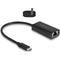 DeLOCK USB Type-C Adapter zu Gigabit LAN mit Power Delivery 100 Watt, USB C, RJ45, 0,17 m, Schwarz