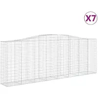 vidaXL Gabionen mit Hochbogen 7 Stk. 400x50x140/160cm Verzinktes Eisen
