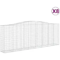 vidaXL Gabionen mit Hochbogen 8 Stk. 400x50x140/160cm Verzinktes Eisen