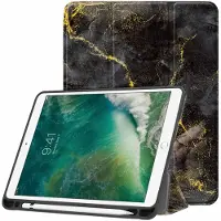 IMoshion Design Trifold Klaphülle für das Apple iPad 6 (2018) 9.7 Zoll / iPad 5 (2017) 9.7 Zoll / Air 2 (2014)/Air 1 (2013) - Black Marble