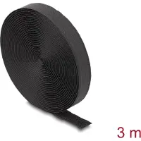 DeLOCK Klettband auf Rolle mit Schlaufe L 3 m x B 20 mm schwarz