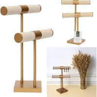 Home Deco Factory Doppelter Schmuckhalter mit vergoldeten Füßen Beige