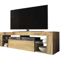 Selsey TV-Schrank BIANKO TV-Lowboard in Holz-Optik Lancaster Eiche mit LED-Beleuchtung Stehend 140cm