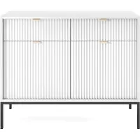 Selsey Sideboard Vellore Kommode 2-türig mit 2 Schubladen, Weiß mit geriffelten Fronten, 104 cm