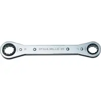 Stahlwille Ratschenringschlüssel 25, SW 17 x 19 mm, Länge 205 mm, Chrom-Alloy-Stahl, Zwölfkant
