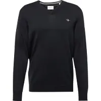 Gant für Herren. 8030562 Klassischer schwarzer Baumwollpullover mit V-Ausschnitt (3XL), Lässig, Baumwolle