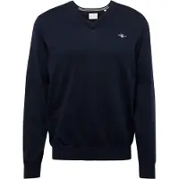Gant Pullover Cotton V-Neck Herren Evening Blue-XXXL