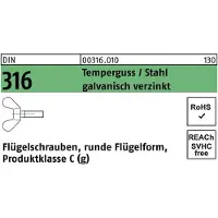 FAST-X Flügelschraube DIN 316 M 5 x 35 Temperguss/Stahl galvanisch verzinkt