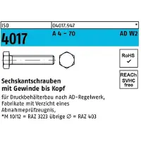 Bufab Sechskantschraube ISO 4017 VG M 10 x 30 A 4 - 70 AD-W2