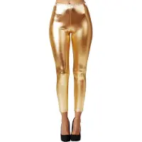 Dressforfun Metallic Leggings gold XXL - fancy dress kostüm halloween verkleiden partywear karneval kostüm partywear - 303596