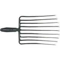 Krumpholz Steingabel 9, Zinkenlänge 330 mm m. Federdülle, ohne Stiel Stahl, rot-silber lackiert