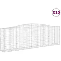 vidaXL Gabionen mit Hochbogen 10 Stk 400x50x120/140cm Verzinktes Eisen
