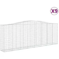 vidaXL Gabionen mit Hochbogen 9 Stk. 400x50x140/160cm Verzinktes Eisen