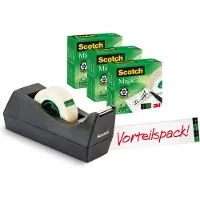 Scotch Klebeband Magic, L 33 m x B 19 mm, 3 Rollen + Gratis Tischabroller Magic