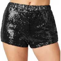 Dressforfun Faschingskostüm Pailletten Shorts schwarz – Damen – Größe XL