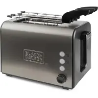 Black & Decker BXTOA900E, 2 Scheibe(n), Schwarz, Edelstahl, Tasten, Drehregler, 900 W, 13,7 cm, 4,2 cm
