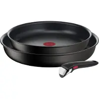 Tefal Pfannen-Set "Ingenio Unlimited", Aluminium, (Set, 3 tlg., Tefal Ingenio Unlimited Pfannenset, 2 teilig, Ø 24, 28 cm, 1 Griff), stapelbar, Antihaftversiegelung, Induktion, Made in France, kompakt