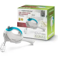 Esperanza EKM010, Handmixer, Hellblau, Weiß, Kneten, Mixen, Tasten, Kunststoff, Edelstahl