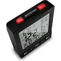 Mebus Funk-Wecker mit Thermometer / Funk-Uhr / Automatische Einstellung von Sommer-und Winterzeit / Zwei Weckzeiten / Farbe: Schwarz / Modell: 25581