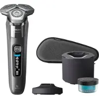 Philips SHAVER Series 8000 S8697/55 Elektrischer Nass- und Trockenrasierer, Rotationstrasierer, Chrom, SteelPrecision blades, LED, Daily Care; Connects via Bluetooth, SH91