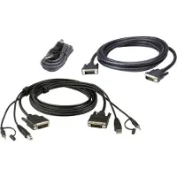 Aten 3 M USB DVI-D Dual Link Dual Display Secure KVM Kabel-Set, 3 m, DVI-D, Schwarz, USB Type A, 3.5 mm, DVI-D, USB Type B, 3.5 mm, DVI-D, Männlich