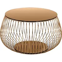 SalesFever Couchtisch 60 cm rund | Tischplatte Glas verspiegelt | Gestell Metall | B 72 x T 72 x H 42 cm | rosegold